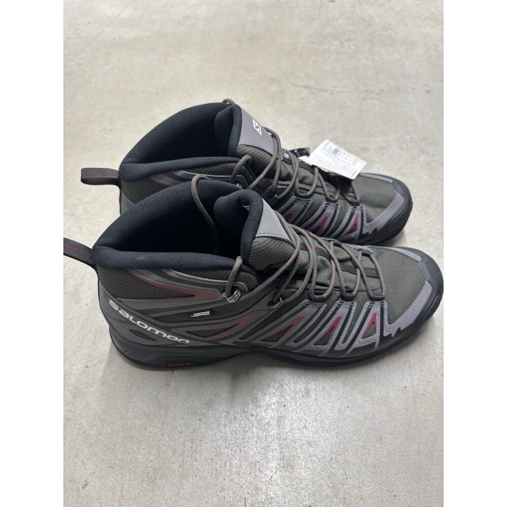 Salomon X Ultra Pioneer Mid CSWP 416710 Hiking Shoes Black/Grey/Red Mens Size 14